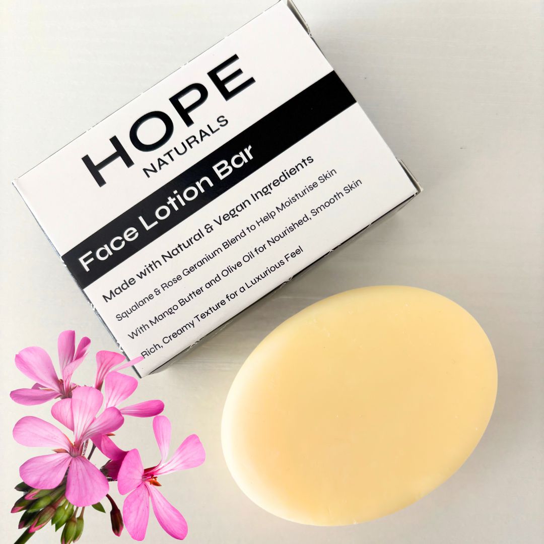 Hope Naturals plastic-free vegan face lotion bar – natural moisturiser for all skin types - body lotion cream - natural skincare