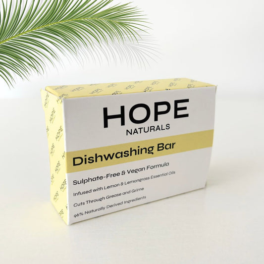 Dishwashing Bar: Lemon & Lemongrass, Solid Dish Soap Bar, Natural, Vegan, Sulphate-Free, Plastic-Free, Made in the UK