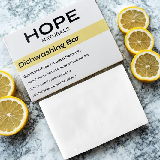 Dishwashing Bar: Lemon & Lemongrass, Solid Dish Soap Bar, Natural, Vegan, Sulphate-Free, Plastic-Free, Made in the UK