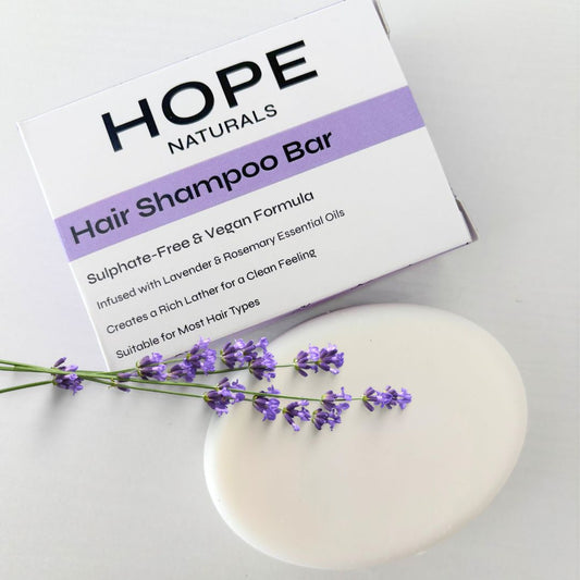 Eco Friendly Shampoo Bar – Plastic Free Solid Haircare – Hope Naturals UK - Sulphate Free - Natural - Essential Oils Lavender, Rosemary - Haircare