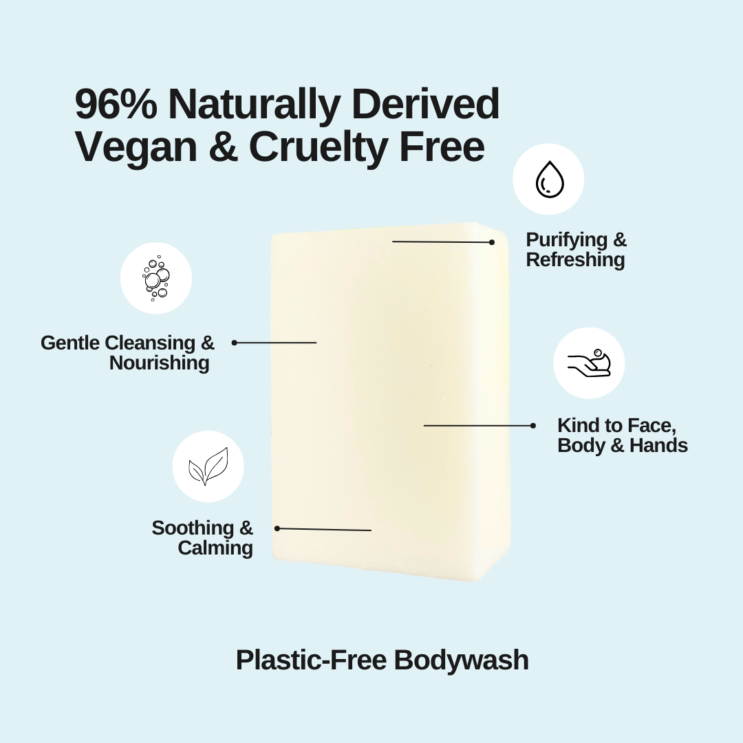 Hope Naturals Plastic Free Body Wash Bar – Natural Vegan Skincare – Made in the UK - Natural - Sulphate Free - Zero Waste Skincare - Essential Oils, Lavender, Teatree