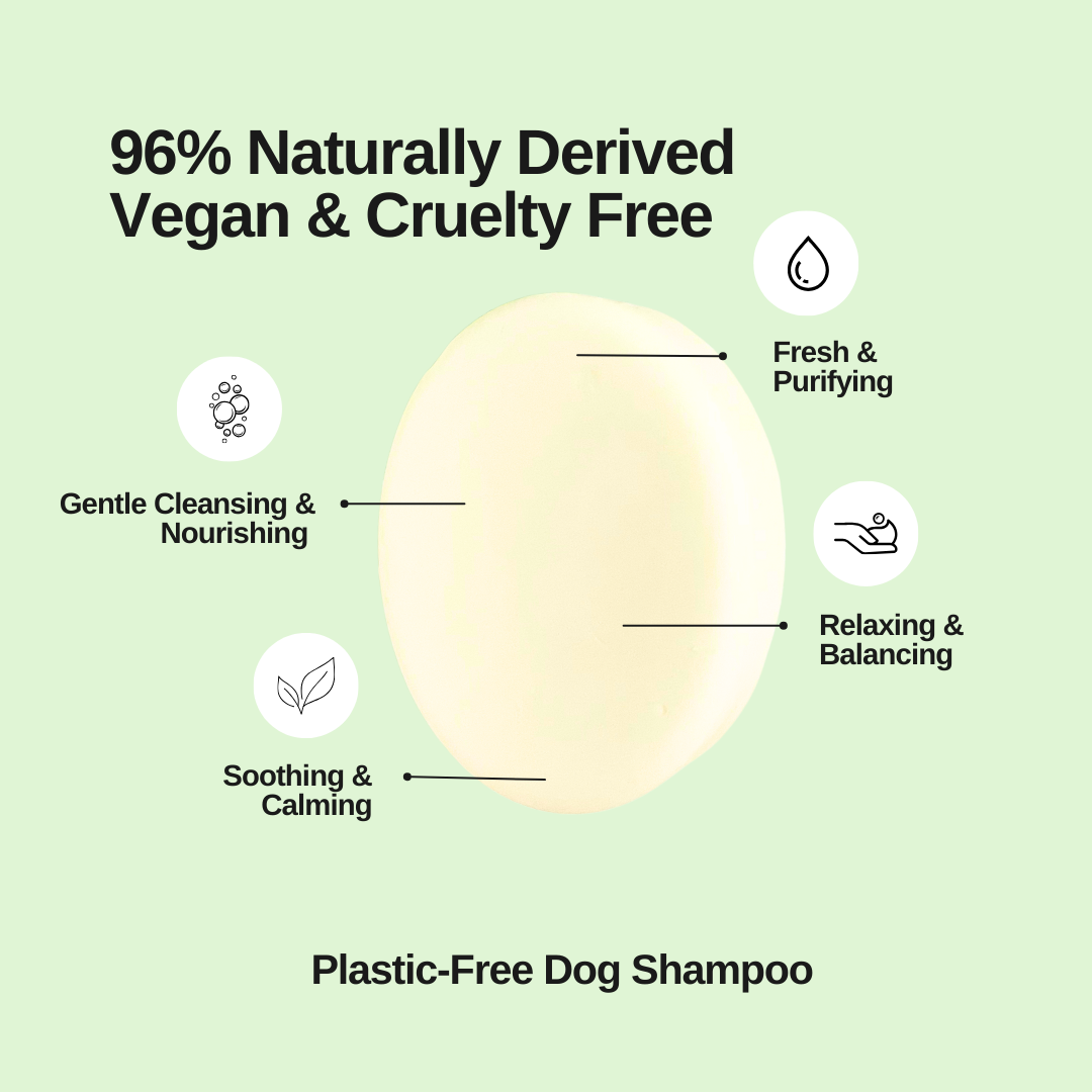 Hope Naturals Vegan Dog Shampoo Bar – Plastic Free Natural Pet Care UK - Essential Oils like Lavender, Chamomile, Lemongrass - Sulphate Free - Made in UK - sensitive skin - calming - lather - creamy - soft coat