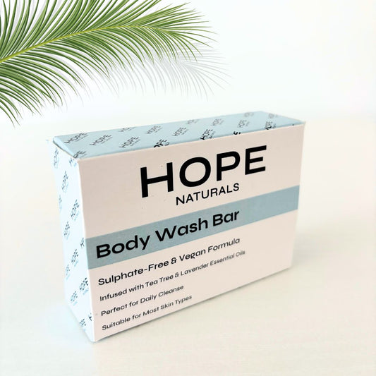 Hope Naturals Plastic Free Body Wash Bar – Natural Vegan Skincare – Made in the UK - Natural - Sulphate Free - Zero Waste Skincare - Essential Oils, Lavender, Teatree