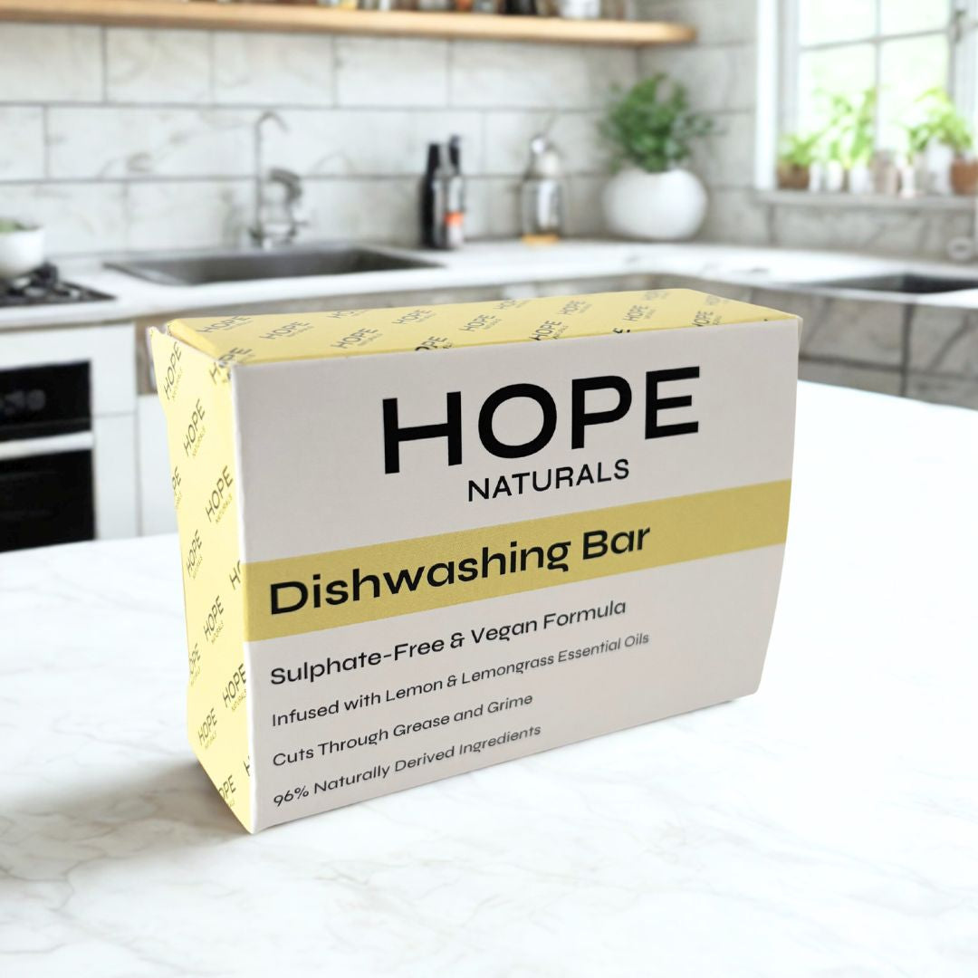 Dishwashing Bar: Lemon & Lemongrass, Solid Dish Soap Bar, Natural, Vegan, Sulphate-Free, Plastic-Free, Made in the UK
