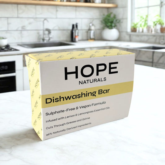 Dishwashing Bar: Lemon & Lemongrass, Solid Dish Soap Bar, Natural, Vegan, Sulphate-Free, Plastic-Free, Made in the UK