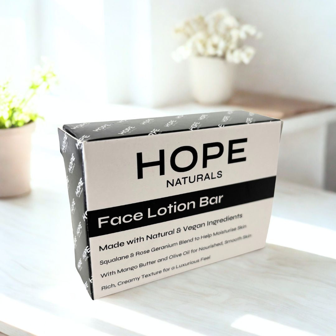 Face Moisturising Lotion Bar: Rose Geranium, Natural, Vegan, Plastic-Free, Sulphate-Free, Moisturiser, Made in UK