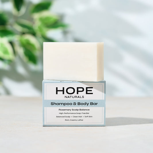 Rosemary Shampoo & Body Bar - Soap‑Free, Sulphate‑Free, pH‑Balanced Solid Cleanser for Sensitive Scalp (100g)